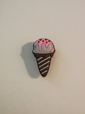 10 for $10 Jibbitz Croc Charm - Ice Cream Cone Chocolate Striped Cone Pink Icing